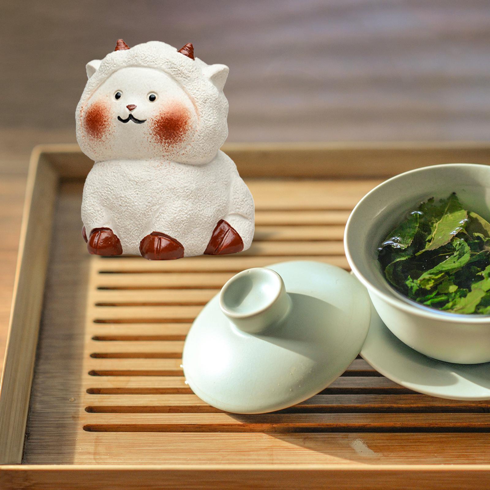 Tea Pet Ornament Art Sheep Statue for Tea Decoration Tea Accessories Bedroom