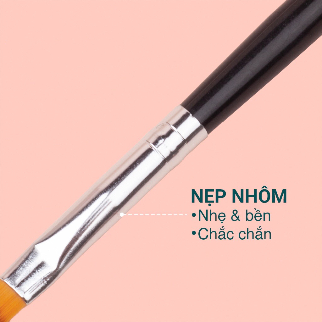 Cọ ombre đầu dẹt cán nhựa đen - Cọ nails trang trí dành cho thợ làm móng