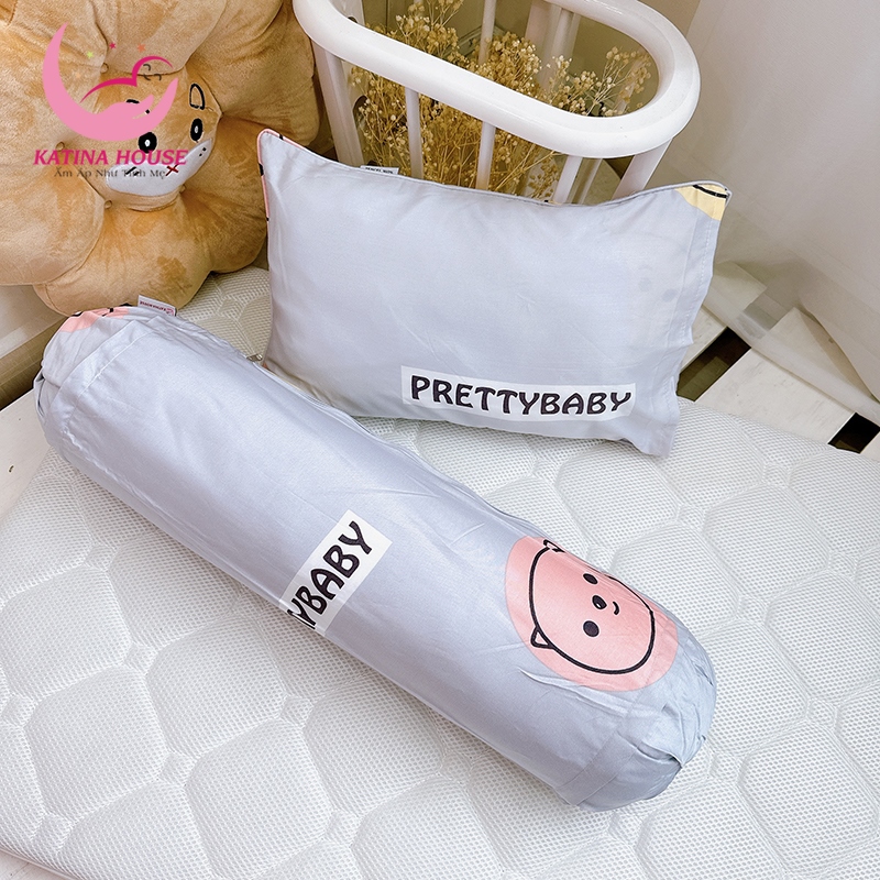 Bộ gối nằm trẻ em cho bé 1-10 tuổi, gòn lông vũ nhân tạo vải tencel mềm thoáng mát