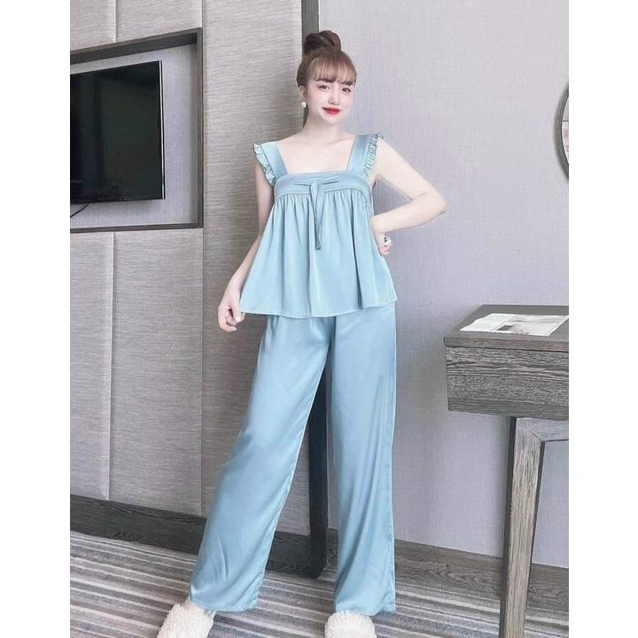 Đồ bộ nữ vải satin (nặng dưới 55kg, mông dưới 95cm mặc vừa) * Set đồ bộ nữ