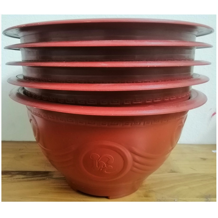 5 Châu Nhựa Trồng Cây Bình Thuận Plastics Hình Tròn PLT280 Màu Đỏ Kích Thước 280x150