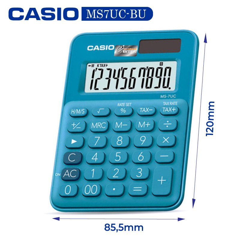 Máy tính Casio MS-7UC, Bảo hành 7 năm - Giao màu ngẫu nhiên - Hàng chính hãng Bitex