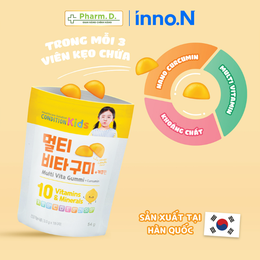 Kẹo Dẻo CONDITION Kids Multi Vita Gummi inno.N Bổ Sung Vitamin Và Khoáng Chất Cho Trẻ Em (Gói 18 Viên)