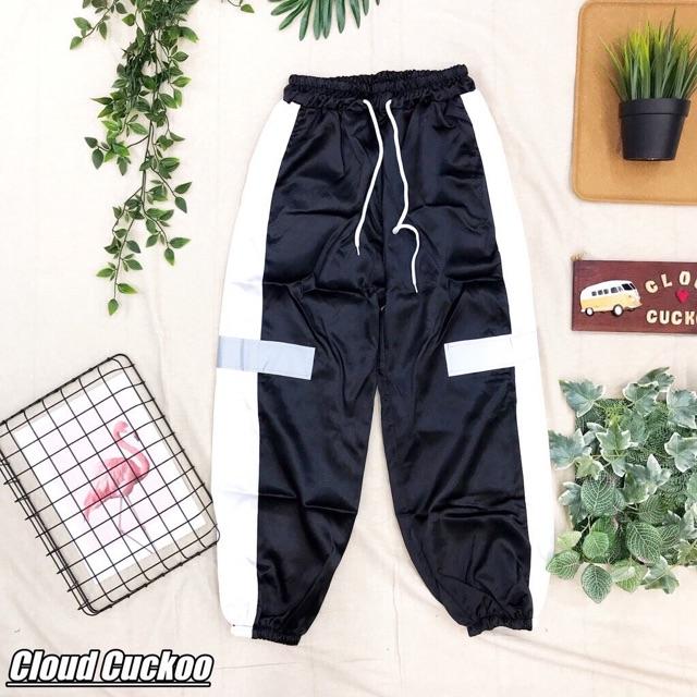 Quần jogger 1 line phản quang Nam Nữ kèm ảnh thật phía sau