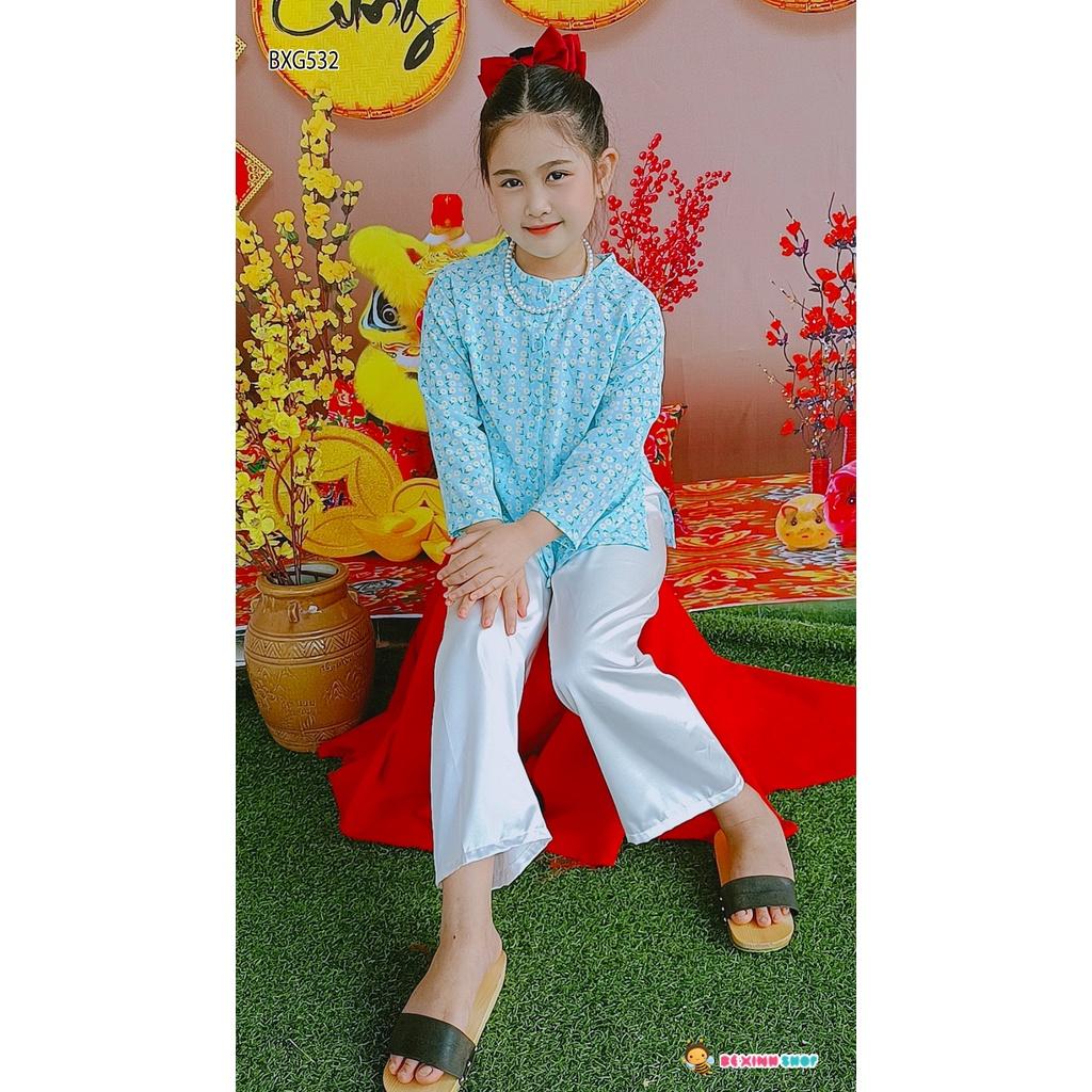 Bộ Áo Bà Ba Tặng Kèm Vòng Chuỗi Hạt Dễ Thương Cho Bé Gái 15kg-40kg BXG531