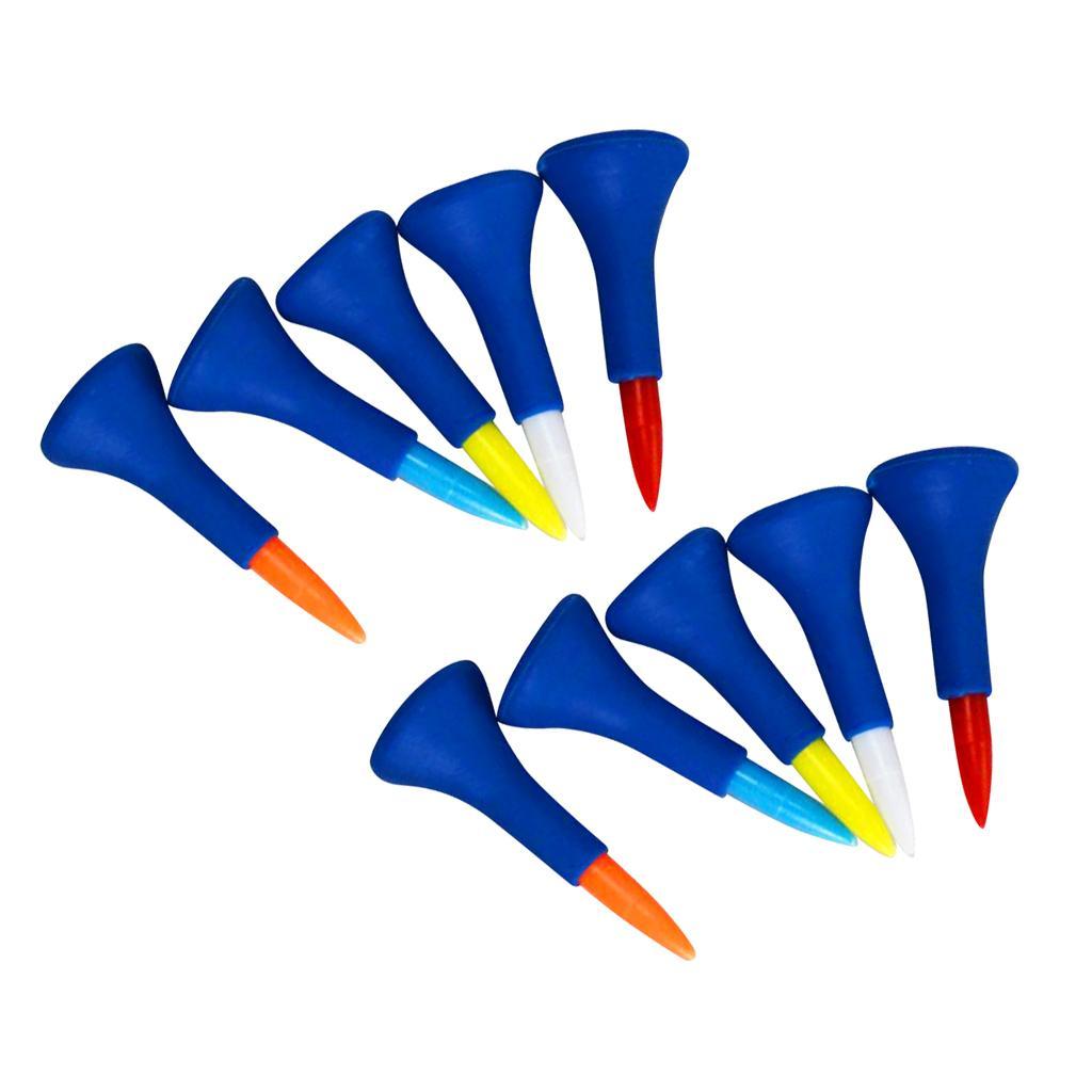 10 Pieces 4.2cm Rubber Cushion Top Golf Tees Set Random Color Reduce Hit Impact