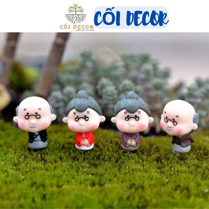 Tiểu cảnh Terrarium ️  Cặp đôi ông bà đứng mini tiểu cảnh trang trí sen đá, sân vườn, bể cá, bể terrarium