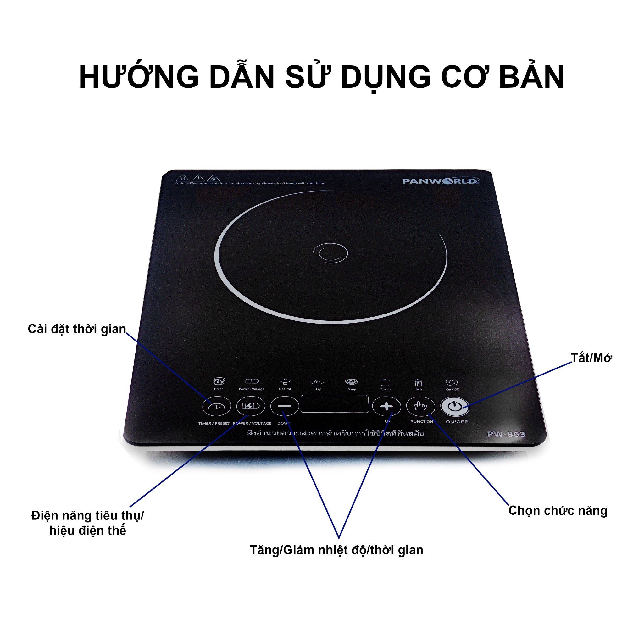 Bếp điện từ PANWORLD PW-863 - Hàng chính hãng | EBMart