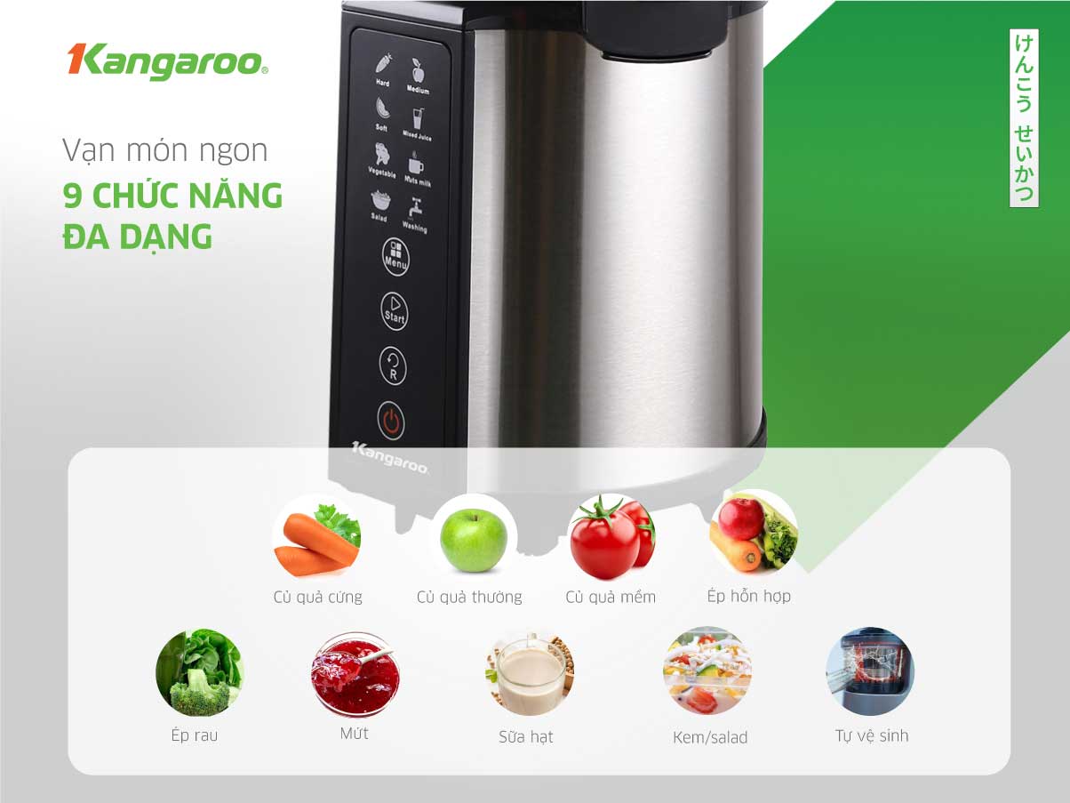 MÁY ÉP TRÁI CÂY KANGAROO KG200SJD2 (MÁY ÉP CHẬM 665ml - 200W) Hàng Chính Hãng