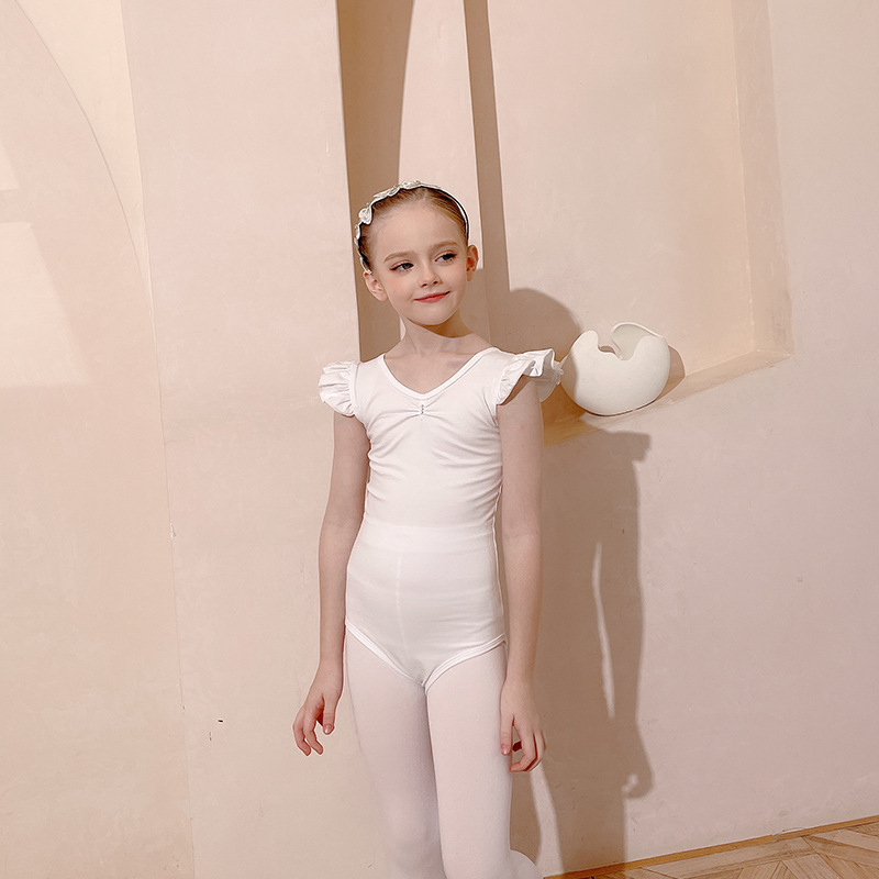 Đầm ballet cao cấp màu trắng, tay cánh tiên cho trẻ em