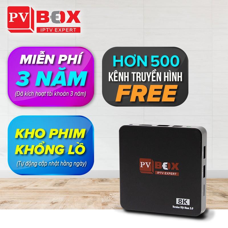 Android TV Box Ram 2GB, bộ nhớ 8GB, có Bluetooth, tặng tài khoản xem các kênh truyền hình trong nước và ngoài nước, các kênh thể thao, xem phim thỏa thích PVBOX