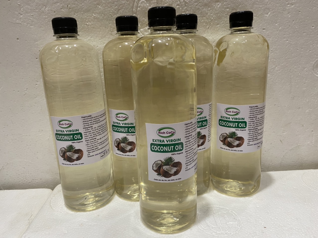 DẦU DỪA HỮU CƠ ÉP LẠNH - RICH COCO – EXTRA VIRGIN COCONUT OIL – CHAI 1 LÍT