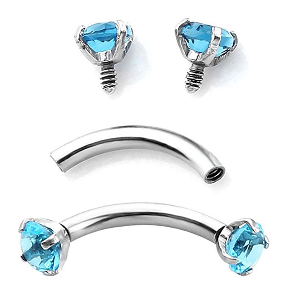 Stainless Steel Zircon Curved Barbell Eyebrow Piercing Jewellery White