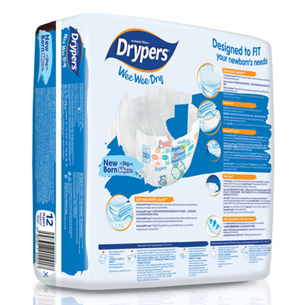 Tã dán trẻ em Drypers Wee Wee Dry NB 64 miếng (NB - 5kg)