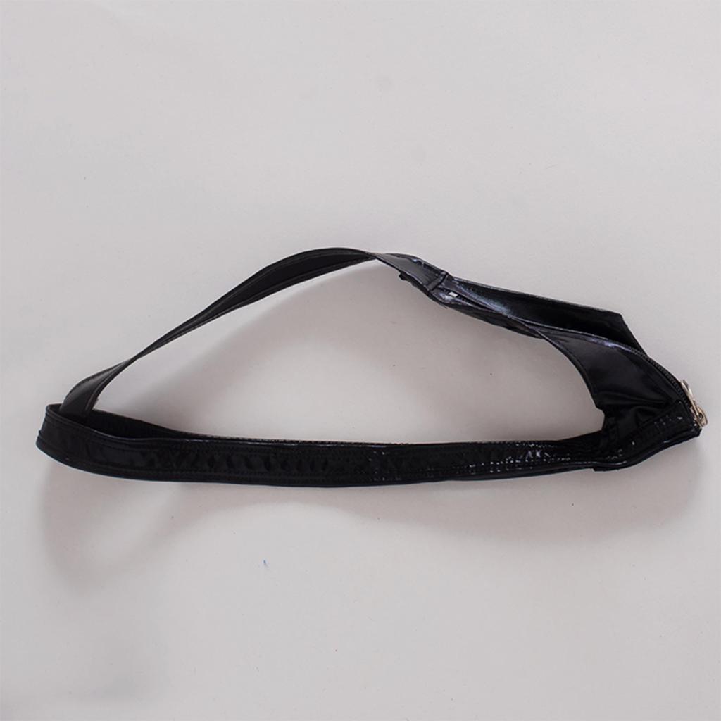 Sexy Women Leather Zipper Open Front Thong Underwear G String T Back Black