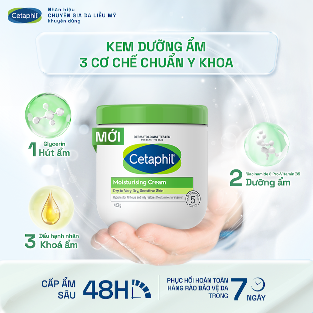 Kem dưỡng ẩm cho da nhạy cảm Cetaphil Moisturizing Cream 453g