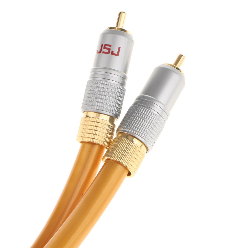 Gold Digital Audio Video Coaxial Cable RCA To RCA Male 75ohm Coax Wire Cord