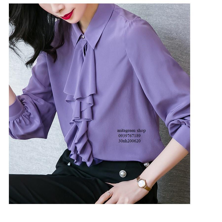 Nh200620-ÁO SƠ MI NỮ BÈO MÀU TÍM