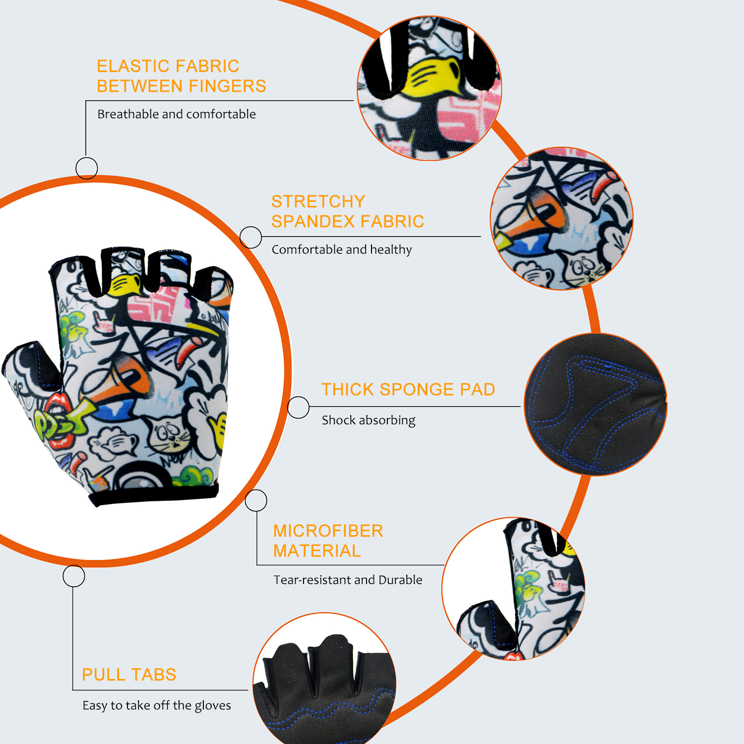 Găng tay đi xe đạp hở ngón cho trẻ em