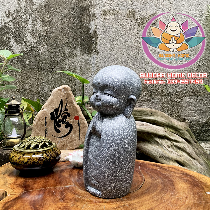 Chú tiểu decor hiện đại 21 cm trang trí nhà cửa màu xám