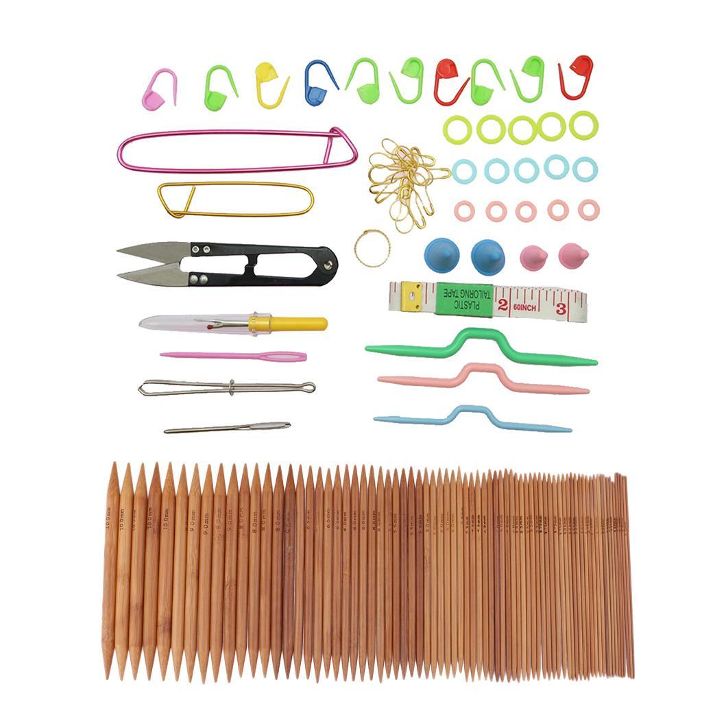 132 Pieces Carbonized Bamboo Double Pointed Knitting Needles with Kniting Tools Accessories