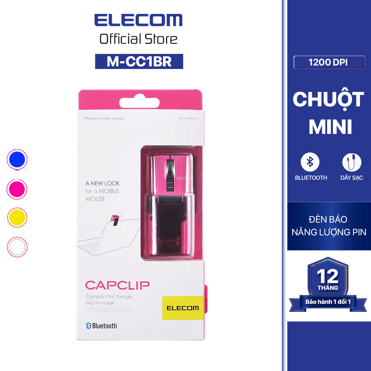 Chuột không dây mini Bluetooth ELECOM M-CC1BR - Hàng chính hãng