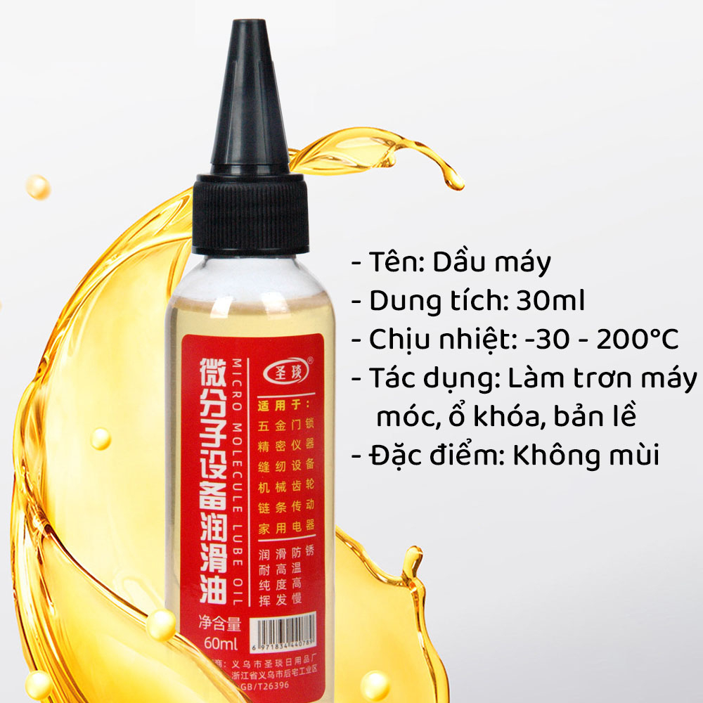 Dầu Máy Làm Trơn Ổ Khóa, Máy Móc, Quạt Điện - Công Thức Không Mùi An Toàn Khi Sử Dụng - Lọ 60ml - Hàng chính Hãng dododios