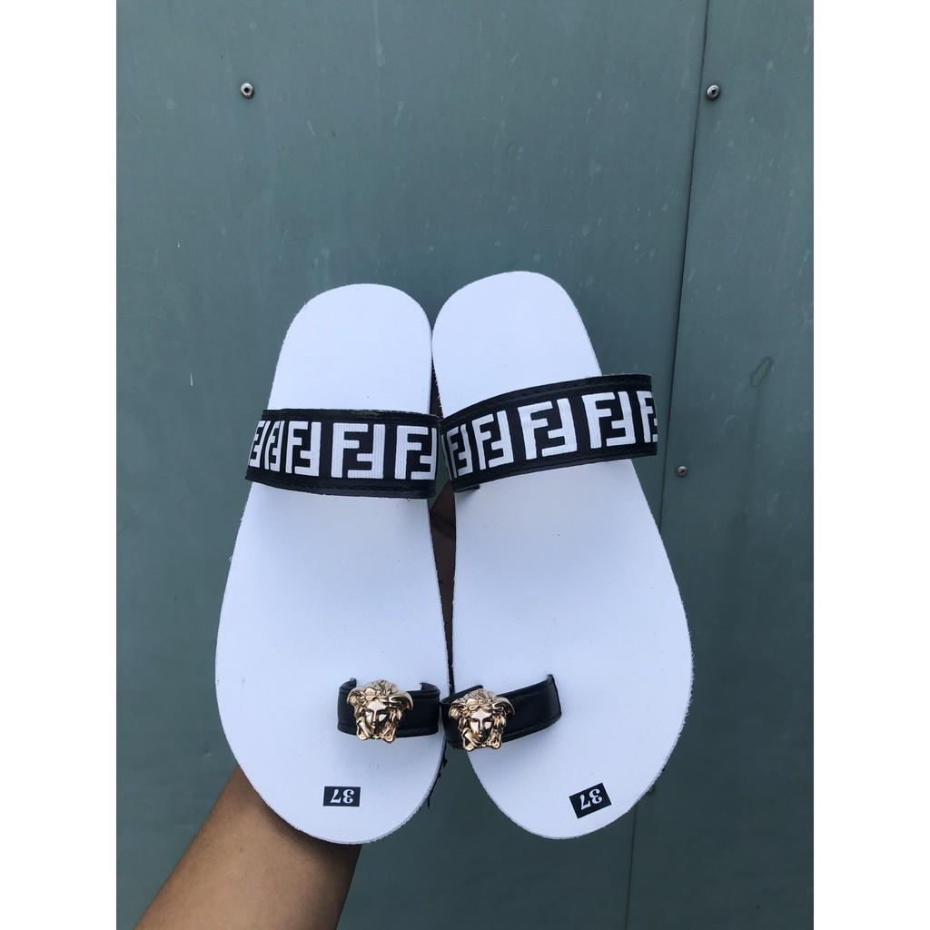 dép sỏ ngón FF nữ sandal đồng nai ( đế trắng quai f trắng không hậu ) size từ 35 nữ đến 40 nữ size ib chọn thêm