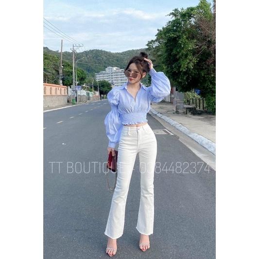ÁO CROPTOP SƠ MI TAY PHỒNG