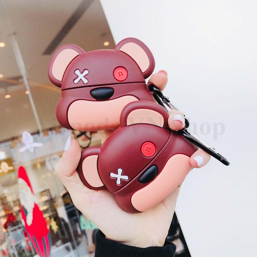 Bao Case Ốp dành cho Airpods Pro gấu mắt X cool ngầu silicon 3d cao cấp