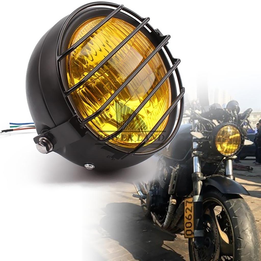 Retro Motorcycle Headlight with Grille Cover for CG125 GN125
