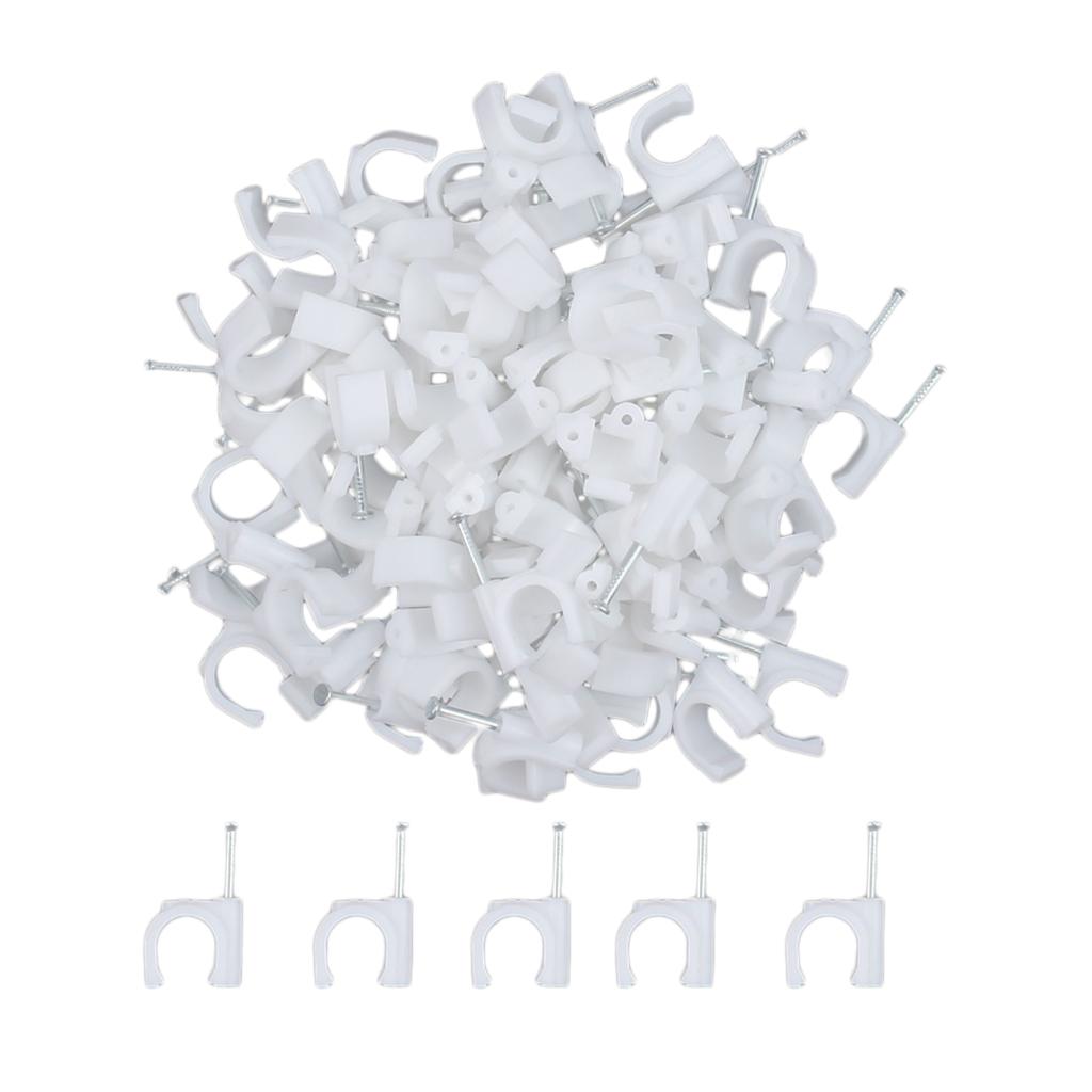100pcs Plastic Electrical Wire Cable Clips High Carbon Steel Nail 4-25mm