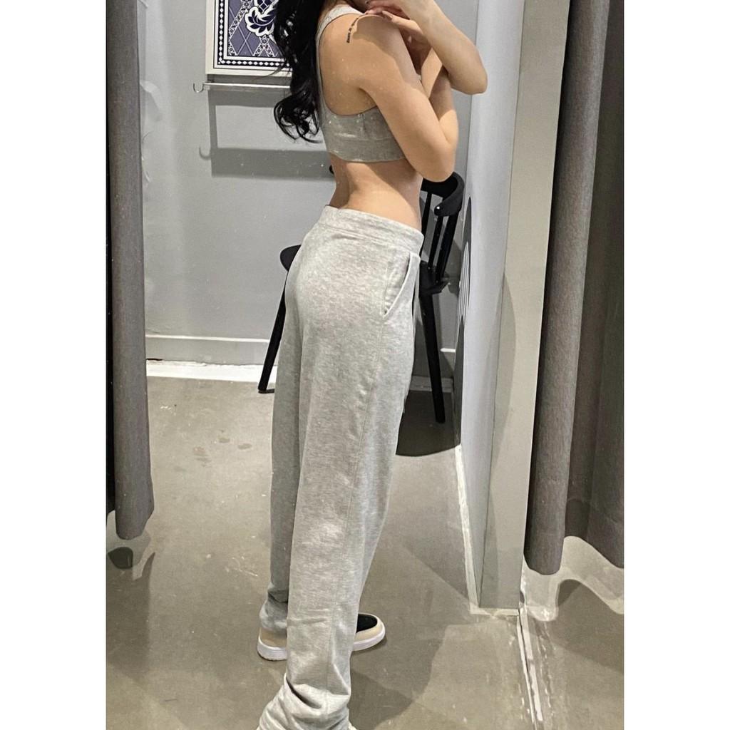 Quần thun ống suông đen xám Barbie Pants