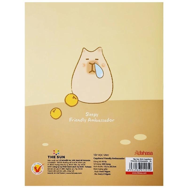 [MUA 5 TẶNG 1] Tập Học Sinh Capybara - 4 Ô Ly - 200 Trang 70gsm - The Sun - Mẫu 4
