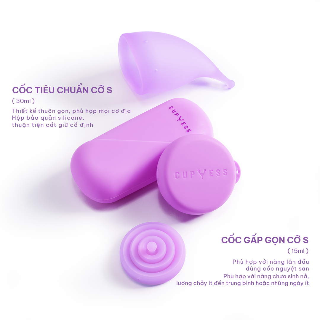 COMBO Cốc nguyệt san Cup Yess chính hãng – Gấp gọn Z Cup cỡ S (15ml) &amp; Tiêu chuẩn S Cup cỡ S (30ml)