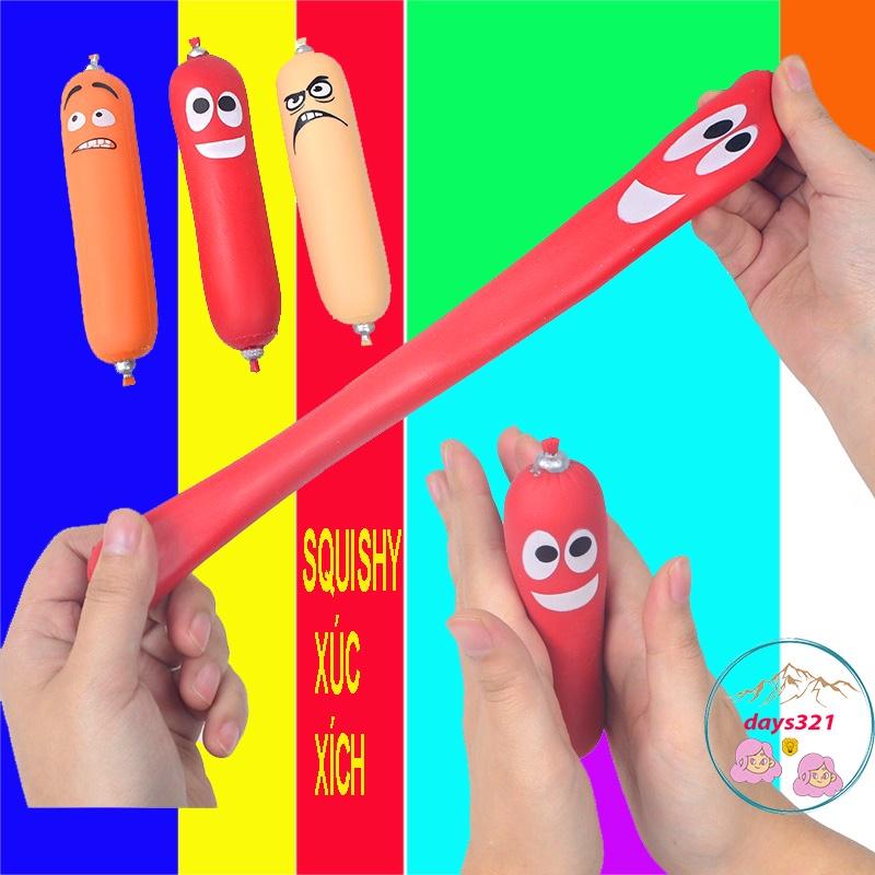 Squishy hình cái xúc xích cát kéo dài biểu cảm ngộ nghĩnh đáng yêu