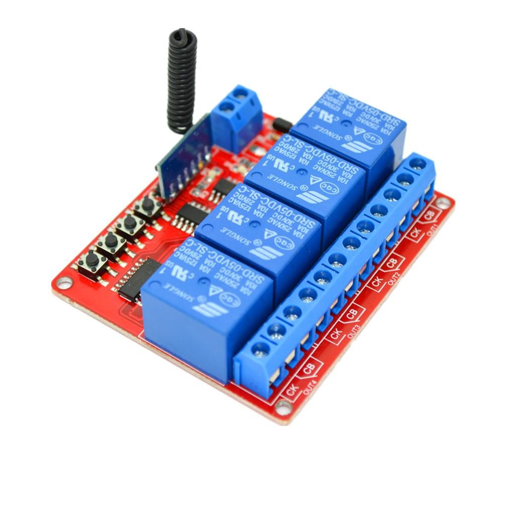 5V 4-Channel 433M 4-Button RF 30m Remote Control Switch + Receiver Module