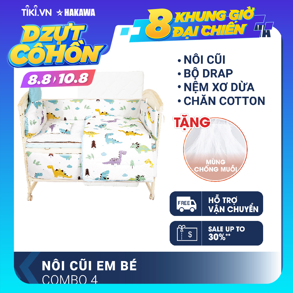 NÔI CŨI, GIƯỜNG CŨI CAO CẤP ĐA NĂNG CHO BÉ HAKAWA HK-B03 (COMBO 4) - HÀNG CHÍNH HÃNG