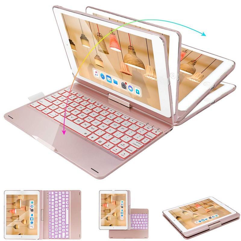 Ốp Máy Tính Bảng Da Kèm Bàn Phím Bluetooth Xoay 360 Độ Cho iPad 9.7 10.2 5th 6th 7th 8th gen 9th air 1 2 3 4 5 pro 9.7 10.5 11 2020 2021