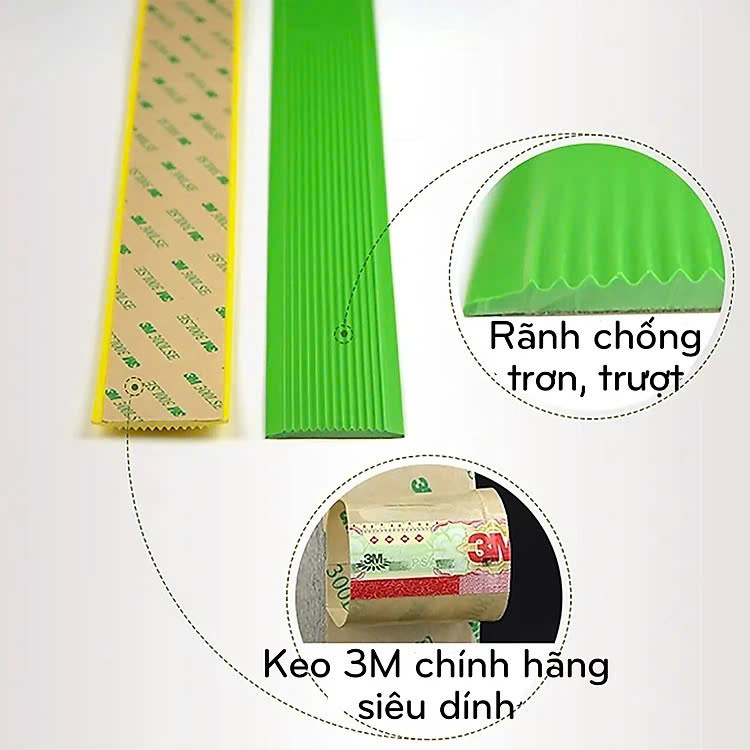 Băng Keo Chống Trượt, Miếng Dán Bậc Cầu Thang Bằng Nhựa PVC Dài 3 Mét Sẵn Keo 3M Siêu Dính, Anh Toàn