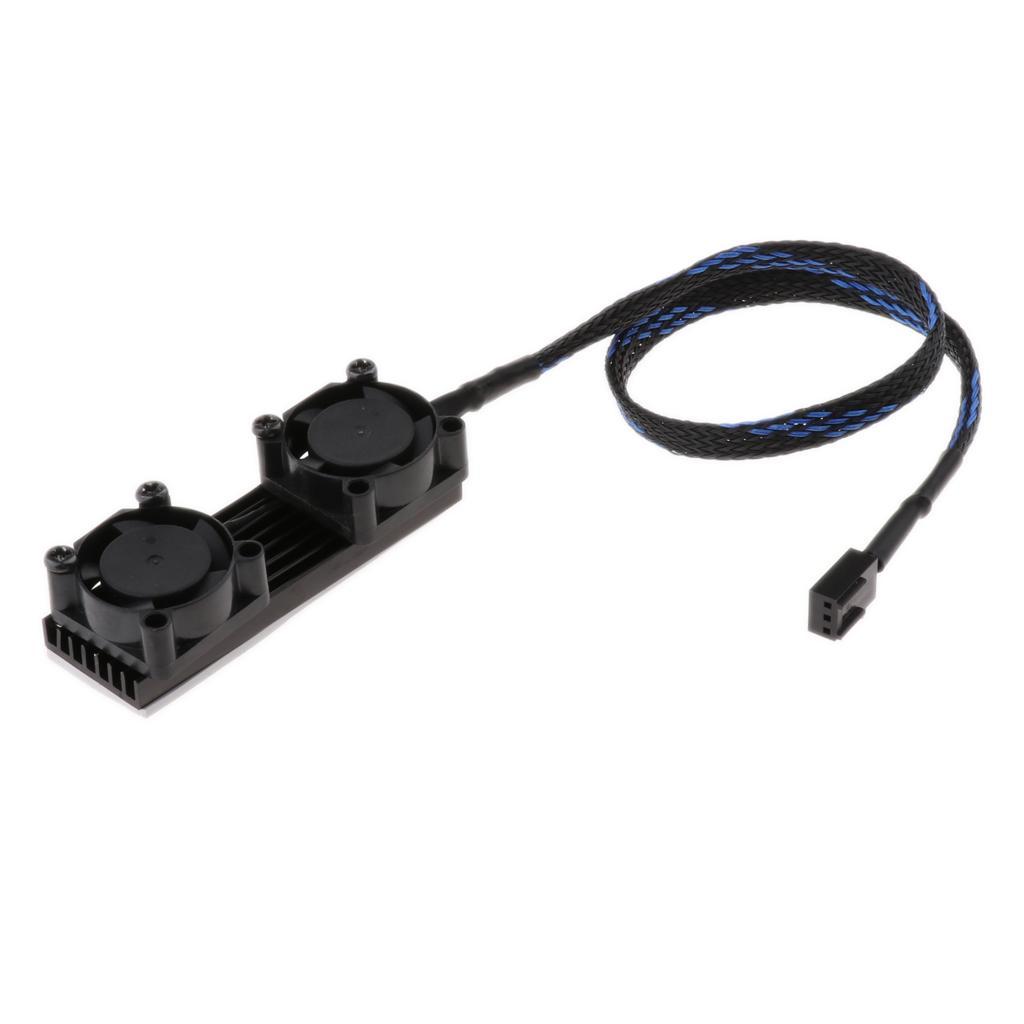 M.2 SSD NVMe 2280 3 Pin Dual Active Heatsink Cooler Radiator Fin Black
