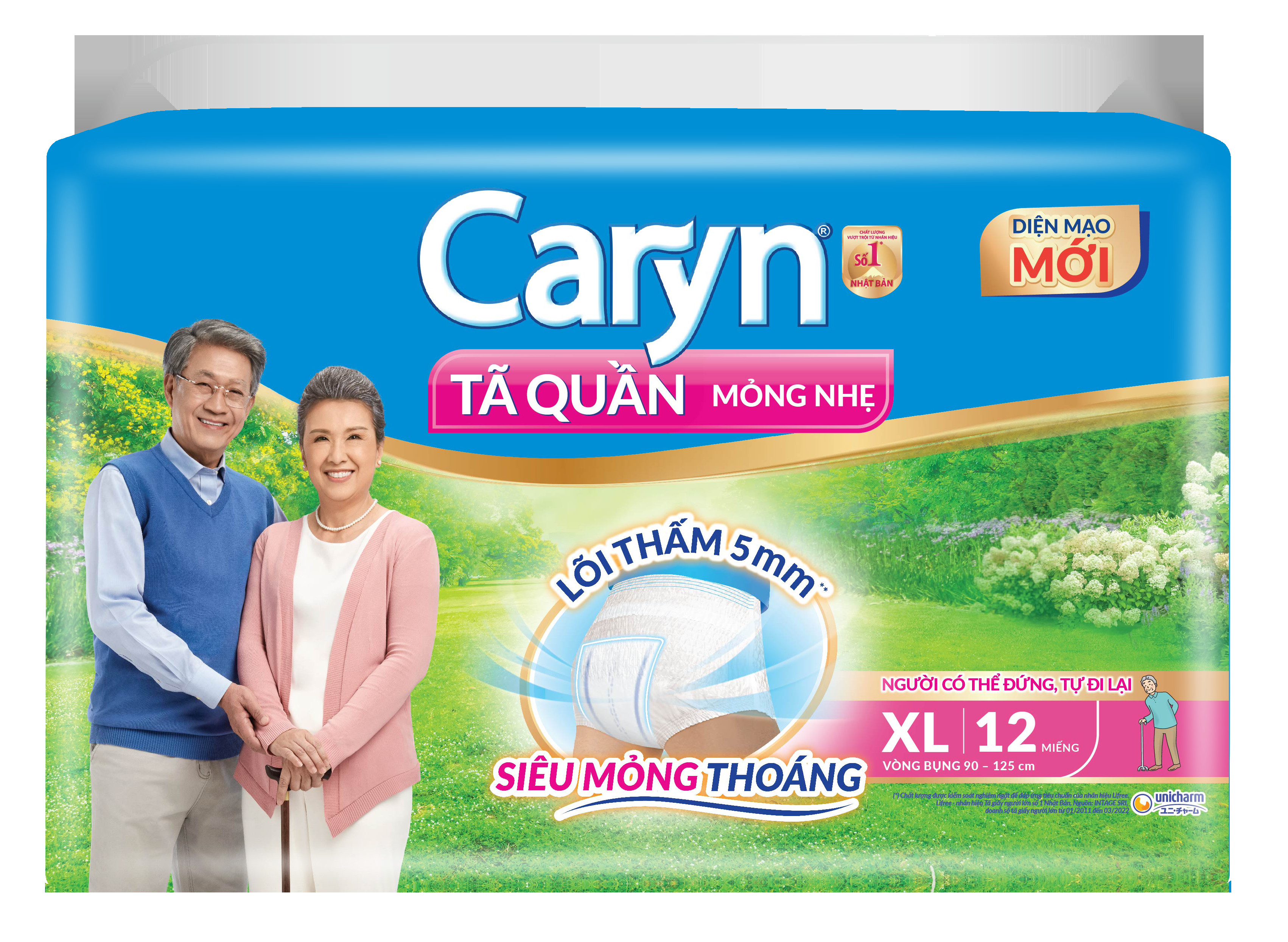 Tã Quần Mỏng Nhẹ Caryn Gói Siêu Lớn XL12 (12 Miếng size XL)