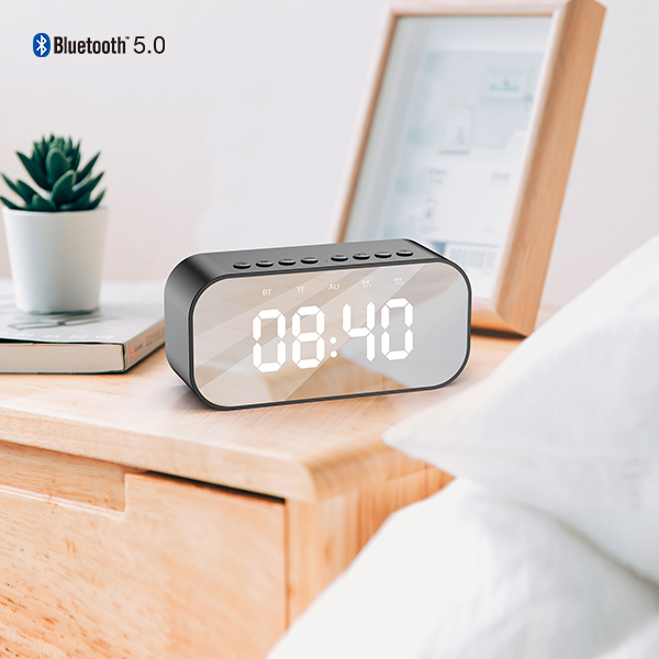 [[ KÈM VIDEO - Loa Bluetooth 2 trong 1 ]] - Loa Bluetooth V5.0 Kiêm Đồng Hồ Báo Thức Mặt Gương 1500mAh, Playtime liên tục 5H - RB550 - Hàng Chính Hãng