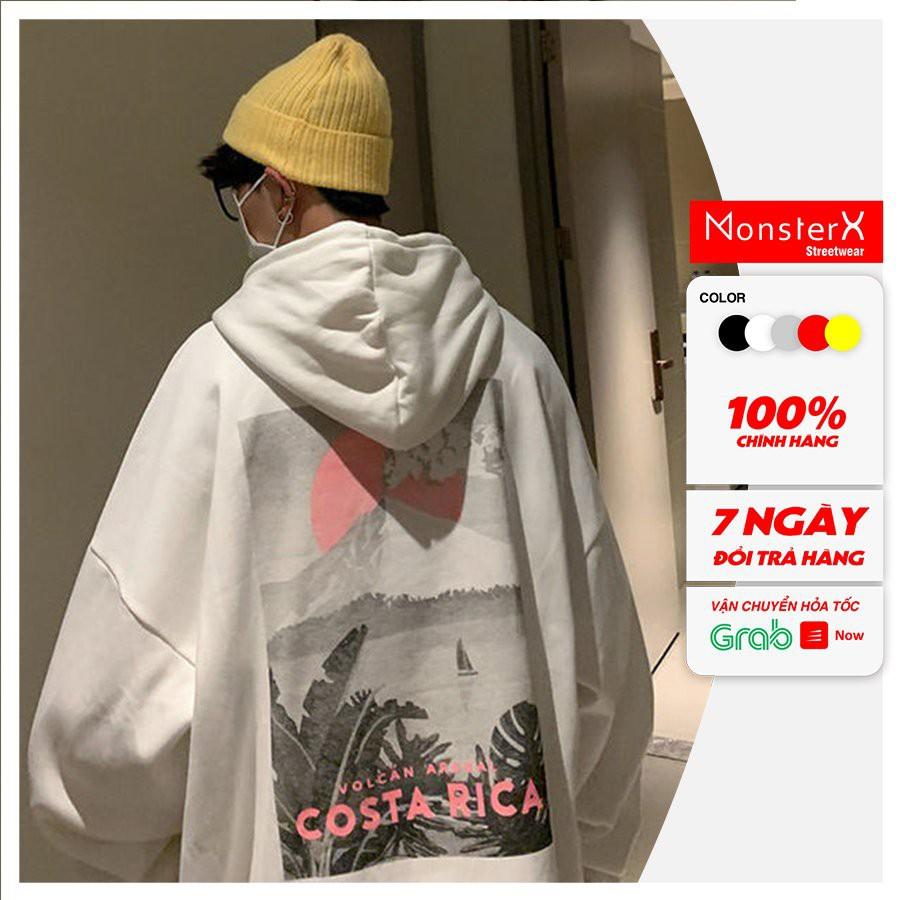 Áo mũ Hoodie Unisex MonsterX Rica form rộng 5 màu nỉ bông cặp đôi nam nữ Oversize Ulzzang thu đông