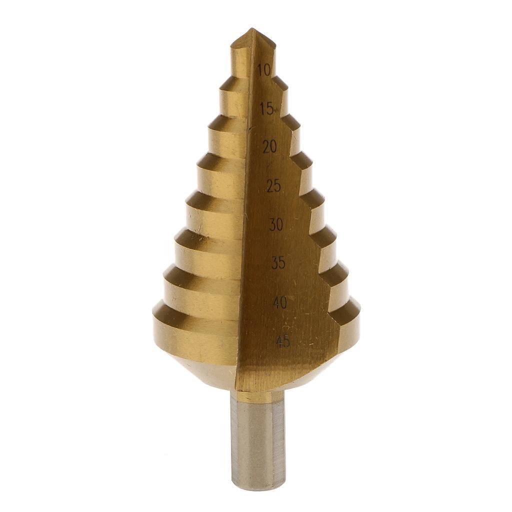 HSS Titanium Step Cone Drill Bit Hole Cutter 10mm-45mm HSS For Sheet Metal