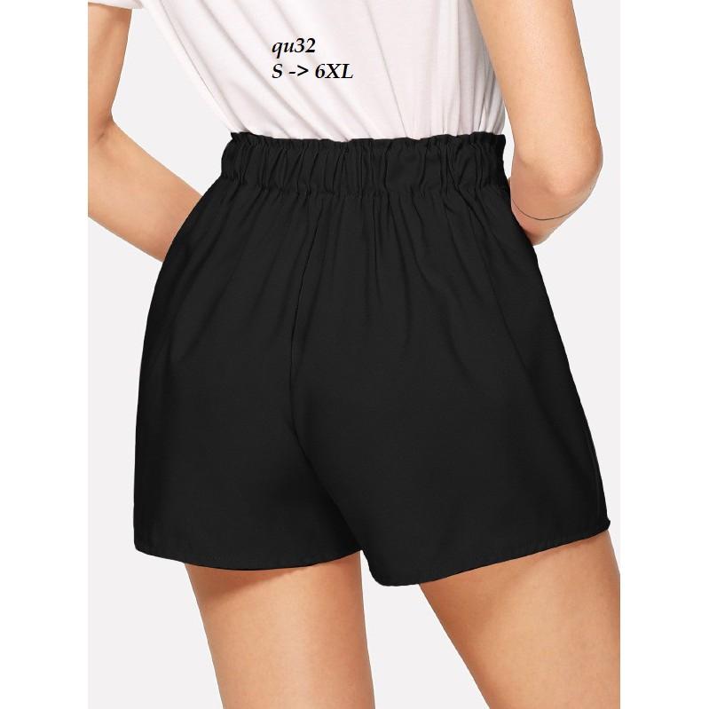 BOT122 QUẦN SHORT NỮ TRƠN MÀU THẮT NƠ