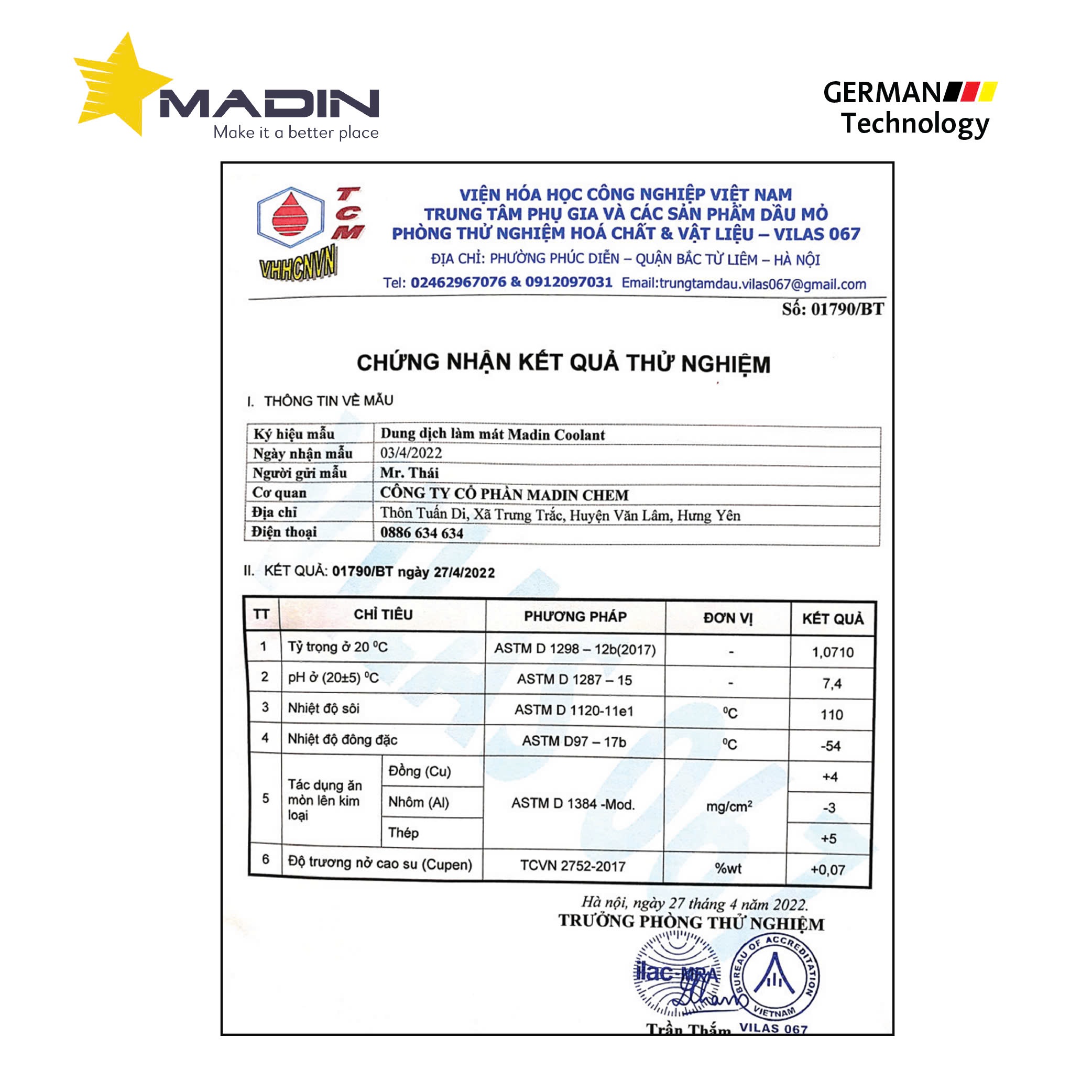 [Thùng] Dung dịch Làm Mát Ô tô, Xe máy, Động Cơ Madin Coolant Pro 60% Mono Ethylen Glycol