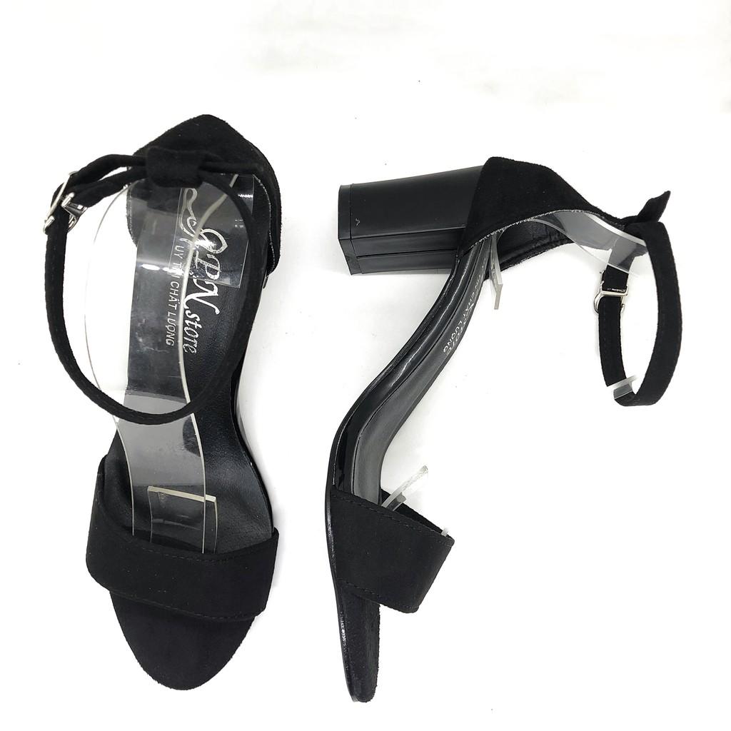 Giày cao gót sandal 7cm bản ngang đen __LZ002