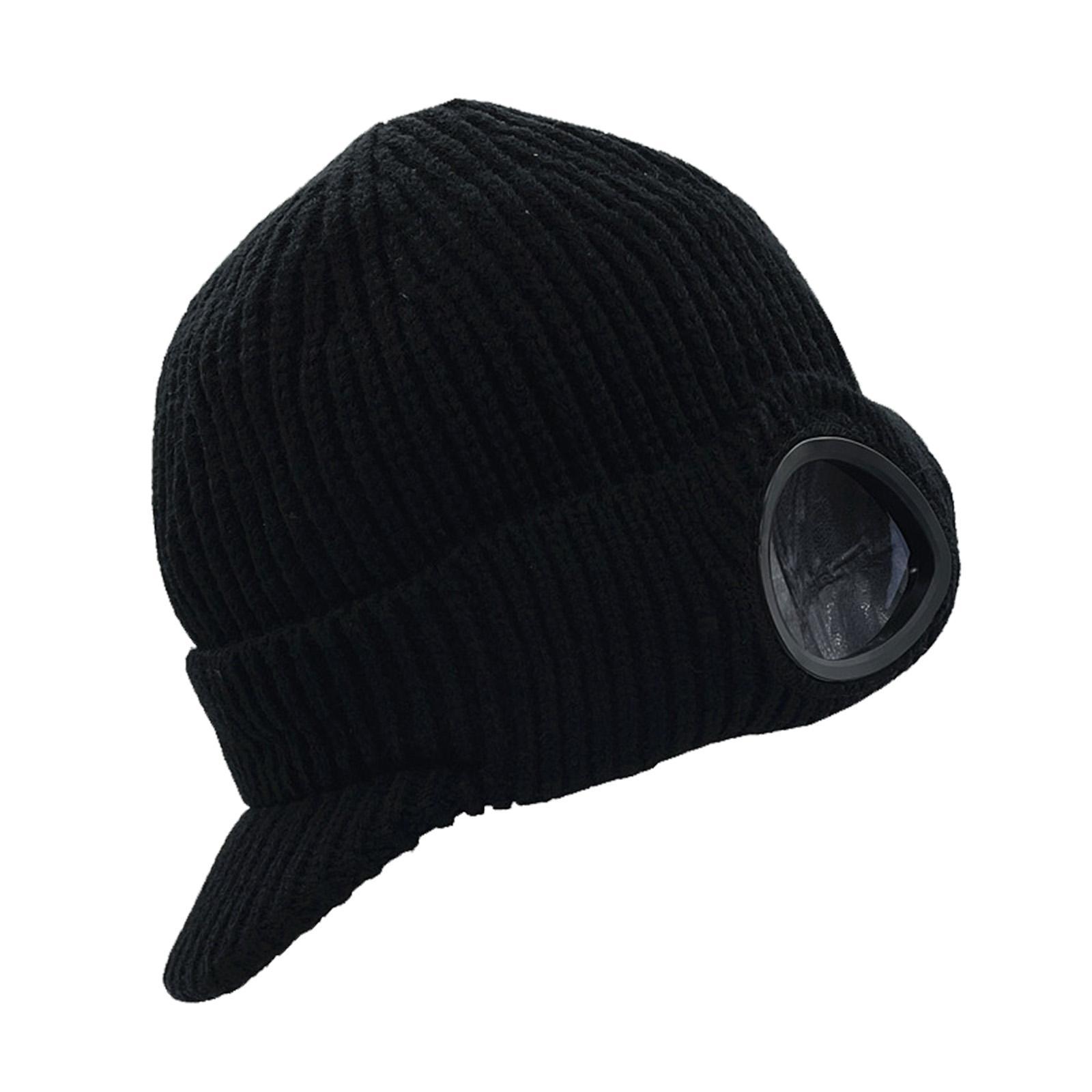 Men's Knit Newsboy Hat Goggles Beanie Warm Cap Windproof Unisex Adults