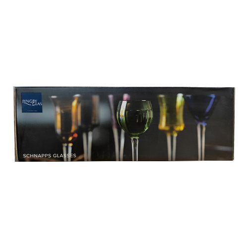 Bộ 6 ly uống shot, nhiều màu. Nhãn Lyngby Glas Đan Mạch